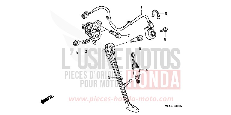 BEQUILLE de VFR1200F DCT CANDY PROMINENCE RED (R342) 2010